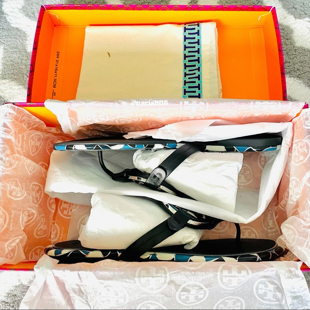 ☀️NEW☀️TORY BURCH Miller Sandals Enamel Black 8.5 - Picture 3 of 12